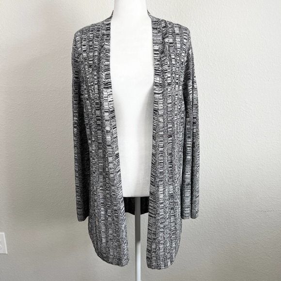 EILEEN Fisher Open Front Cardigan Sweater Gray Silk Organic Linen Women's M - Picture 1 of 7